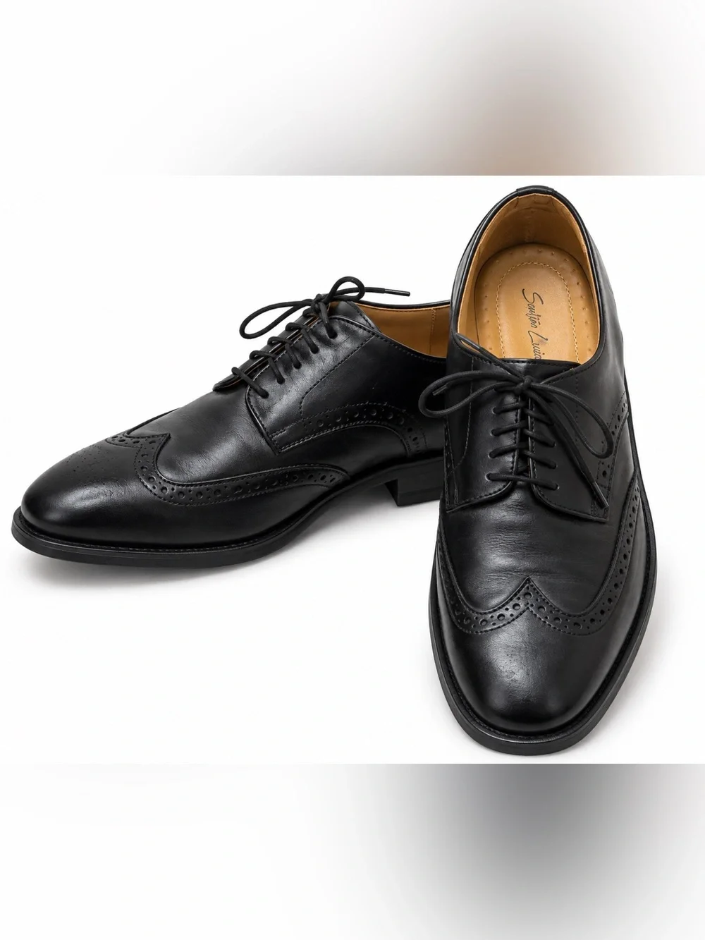 Santino Luciano Vito C-482 Black Wingtip Brogue Oxford Shoes Men’s 9.5